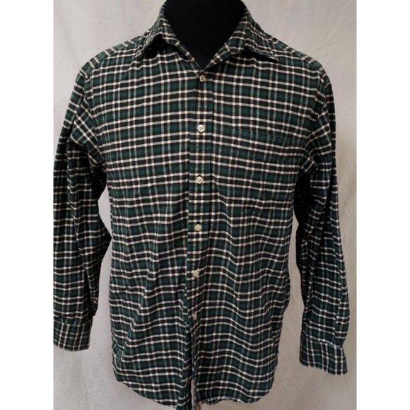Gap Mens Medium Green Plaid Long Sleeve Button Up Flannel Shirt - Picture 1 of 10